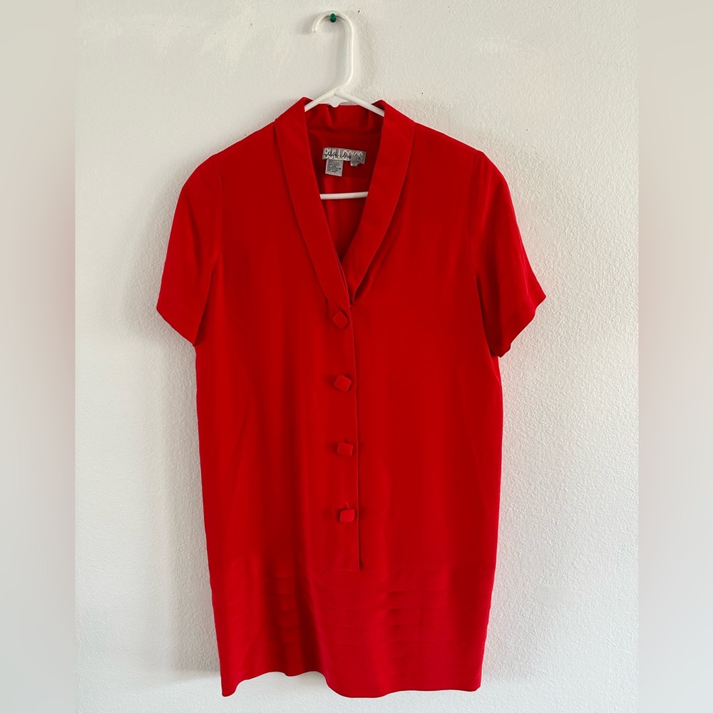 Short Sleeve Red 100% Silk dress by Silk Studio. Size 4